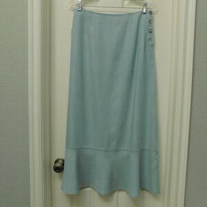 CRAZY HORSE Blue Maxi Skirt Button Closure Western Chambray Flare Womens 10P NWT